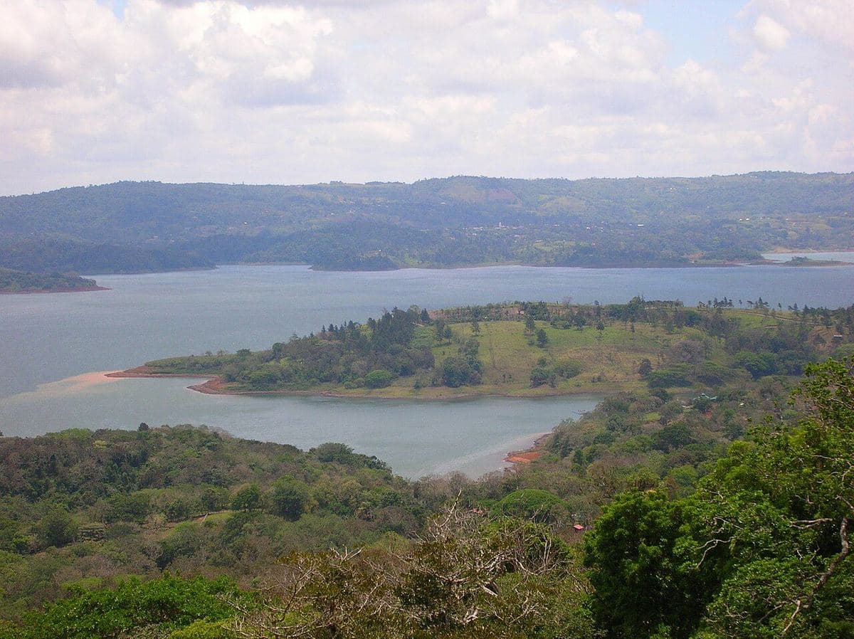 Lake Arenal under rainy season clouds